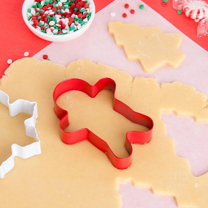 Sweets Indeed Holiday Cookie Cutter & Sprinkle Set – 4-Pack | Gingerbread, Snowflake, Candy Cane & Tree Cookie Cutters with 1.5 oz Christmas Sprinkle Mix | Holiday Baking Kit