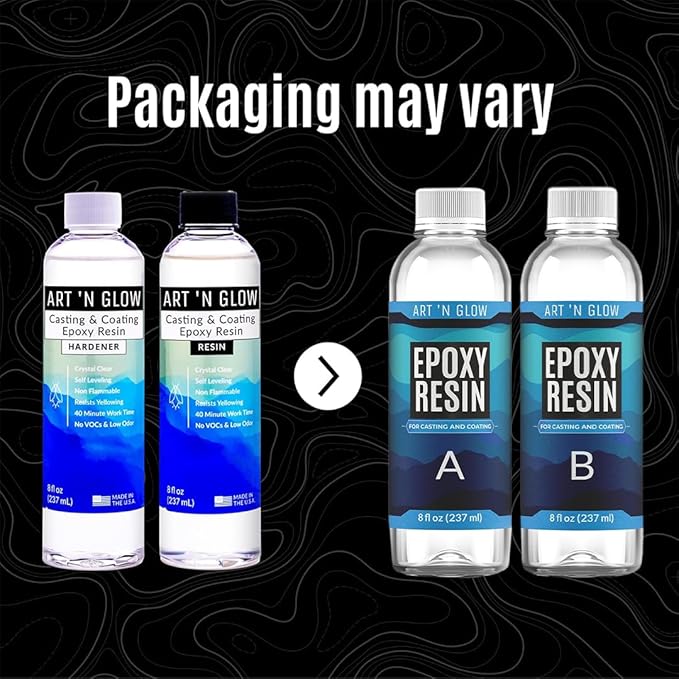 Epoxy Resin for Crystal Clear Casting & Coating – 16 oz Kit – Bubble Free, Non-Yellowing, Two Part, Self-Leveling Art Resin – for Tumblers, Jewelry, Molds, Table Top, & Crafts – USA Small Business