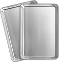 JoyTable Aluminum Baking Sheet Set, 2 Pack Large Sheet Pan, Commercial Quality Cookie Sheets for Baking or Roasting Non-Stick, 21 x 15 Inch Warp Resistant Aluminum Baking Pan