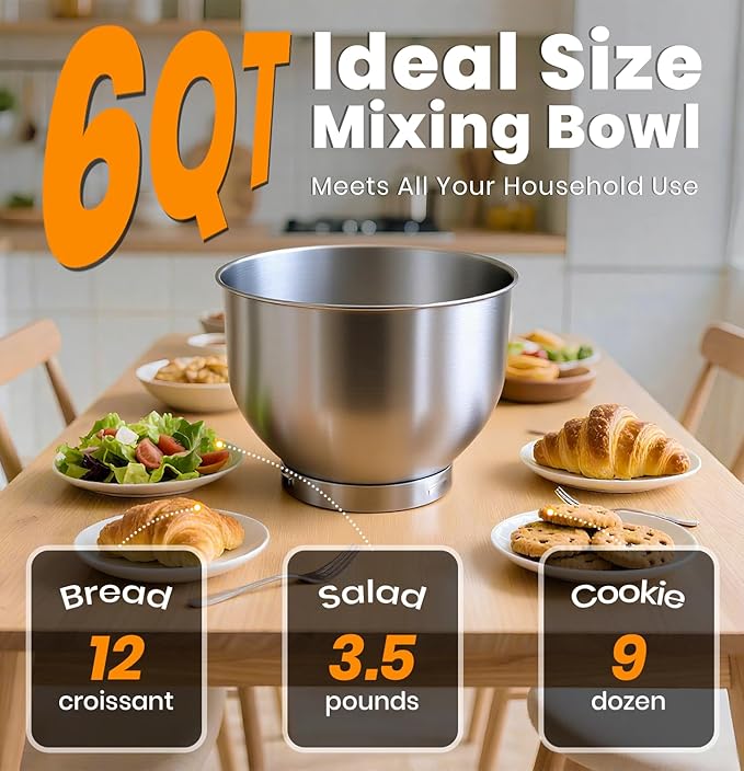 Stand Mixer 6QT Kitchen Mixer with LED Smart Touchscreen, 11-Speed Tilt-Head Mixer with Timer, 4 Preset Menus, Stainless Steel Bowl, Dough Hook, Whisk, Beater,Green