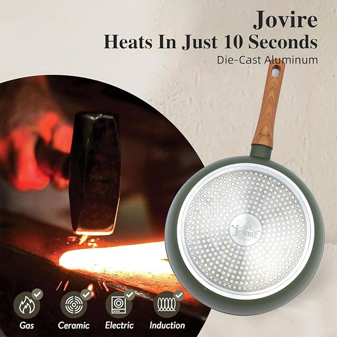 10.25 Inch Nonstick Frying Pan Skillet, 4mm Thick Aluminum Cookware with PFOA-Free Non-Toxic Coating, Induction Compatible, Dishwasher Safe, Bakelite Handle for Eggs & Pancakes, Green