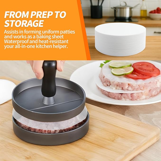500PCS Hamburger Patty Paper, 4.5 Inch Round Non-Stick Patty Paper Sheets,Baking Parchment Rounds for Burger Press,Separating Burger Patty, Cookies and Baking