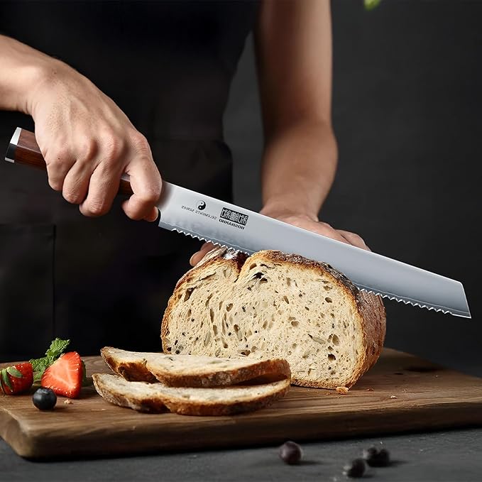 HOSHANHO Bread Knife 10 inch, Professional Japanese High Carbon Stainless Steel Serrated Bread Knife, Razor Sharp Bread Knives for Homemade Bread, Sourdough, Bagels, Cake
