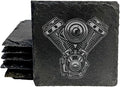 Rev Up Your Ride: V-Twin Engine Coasters for Bikers - Square Slate - Set of 6