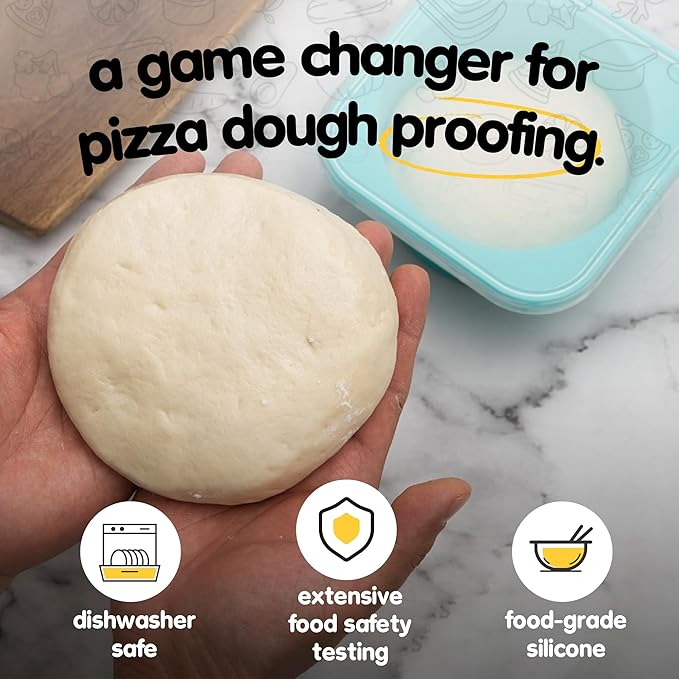 Stackable Silicone Artisan Pizza Dough Proofing Proving Containers with Lids-5pack-500ml portion (Yellow)