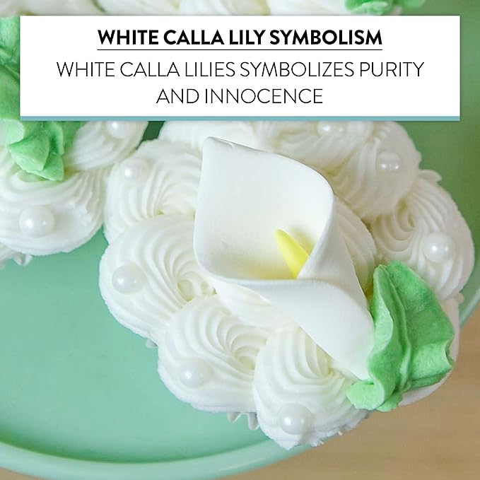 Global Sugar Art Calla Lily Sugar Cake Flowers White with Yellow, Unwired, Medium 18 Count by Chef Alan Tetreault