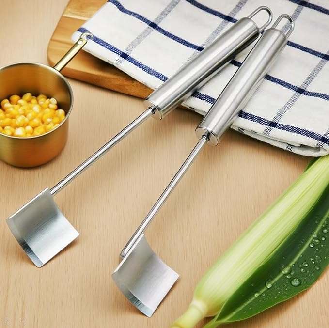 2025 NEW Long Handle Stainless Steel Corn Stripping Tool StripChef Corn Peeler for Corn on the Cob – Easy to Clean a must-have small tool in the kitchen (1 Pack)