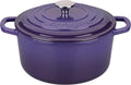 Enameled Cast Iron Dutch Oven Pot with Lid, for Sourdough Bread Baking, Round Dutch Ovens, 6 Quart, Purple