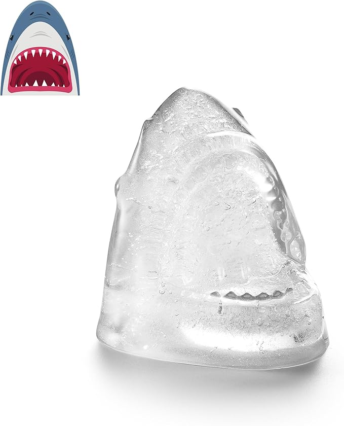 Shark Ice Cube Tray Fun Shapes, Odd Novelty Cute Shark Gifts, 2.2" Large Silicone Whiskey Ice Mold for Cocktails,Bourbon,Brandy, w/Funne