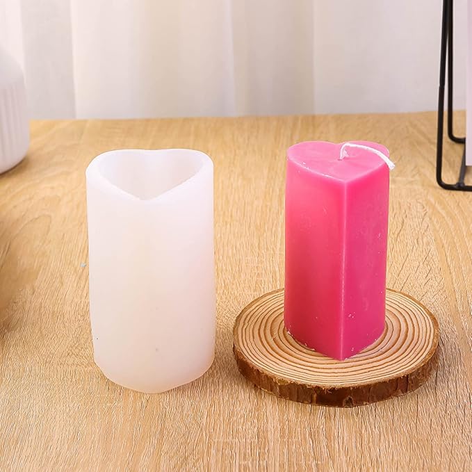 Love Cylinder Silicone Candle Mold, Pillar Candle Mould Fondant Chocolate Cake Tool for Soap, Crayon, Wax, Plaster,Polymer Clay