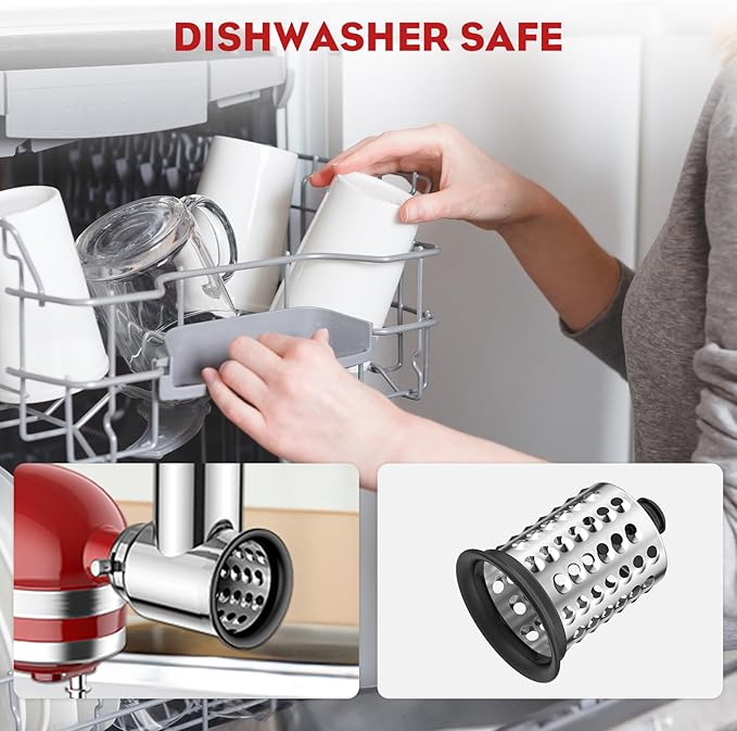 Stainless Steel Slicer Shredder & Cheese Grater Attachment for Kitchenaid Stnad Mixer - 4 Blades Salad Maker with Grinding Powder Function by FGREEBLE