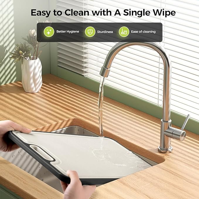 Titanium Cutting Board for Kitchen, Cutting Board Double Sided Food Grade, Pure Titanium/PP, Easy to Clean Large Size 16”×11”