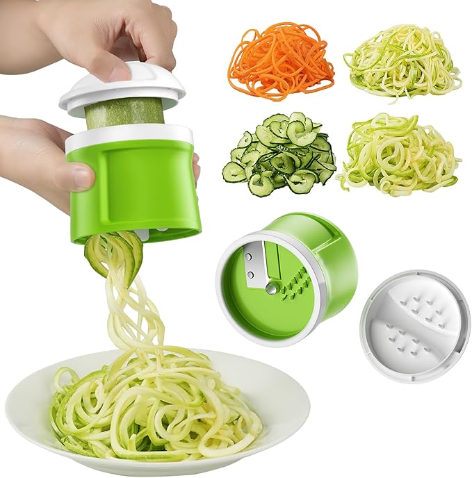 [All in 1] Upgraded Version Safe Mandoline Slicer for Kitchen, Adjustable Thickness. and Spiralizer, Veggie Slicer, Rapid Prep Mandoline, Detachable Blade, Cleaning Brush (Black Knight)