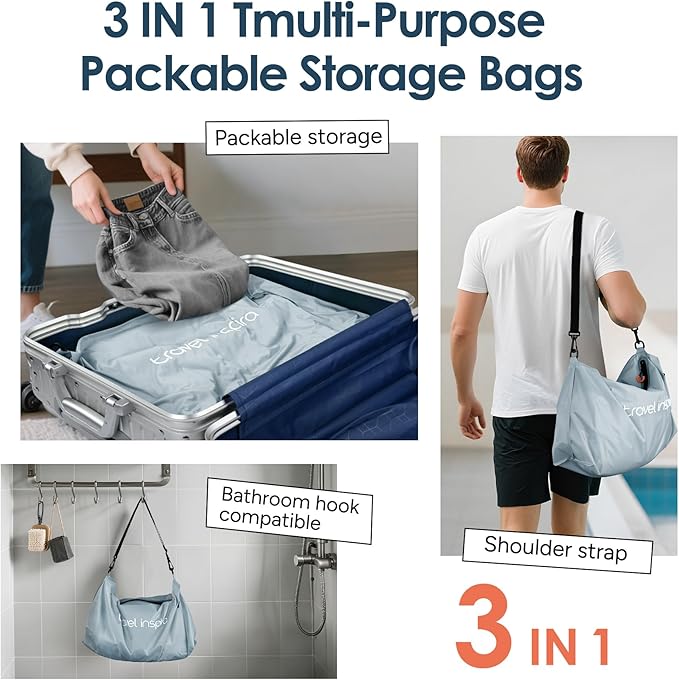Vacuum Bags for Travel Luggage with Wireless Pump, Compression Bags for Carry On Suitcases and Backpack, Vacuum Seal Packing cube for Cloth Packing (2PC + PUMP)