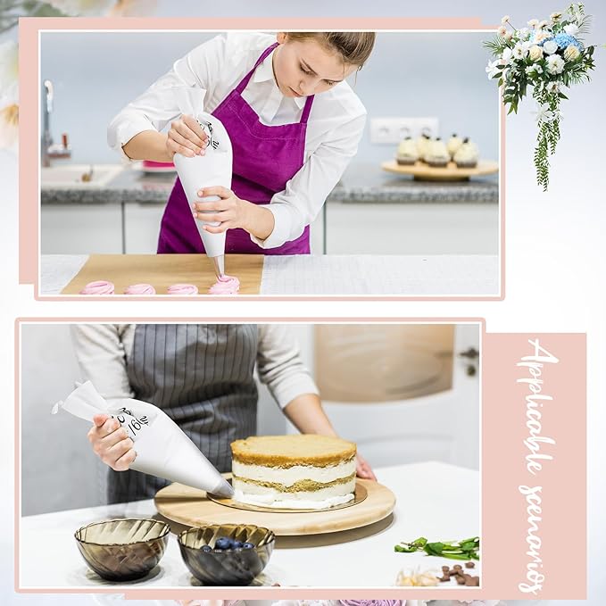 Nuogo 4 Pack 24 Inch Reusable Piping Pastry Bags Large Canvas Cake Decorating Bags with Plastic Coating for Frosting, Icing, Cupcakes, Cookies