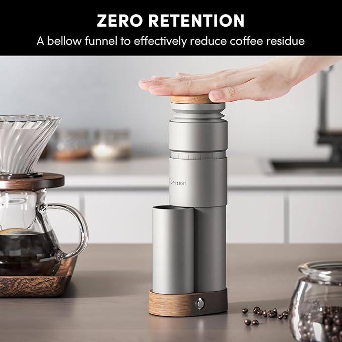 wirsh Burr Coffee Grinder, Single Dose Coffee Grinder T38 Plus with Anti-Static Tech and Stepless Grind Settings from Fine to Coarse for Espresso,Drip,French Press,Home&Travel Use