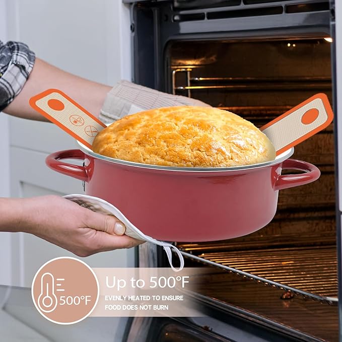 Silicone Bread Sling Oval and Round, 2 PCS Nonstick＆Reusable Bread Baking Mats, Easy-To-Clean Dutch Oven Liners, Sourdough Bread Baking Supplies (Oval and Round, Orange)
