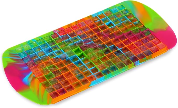 Host Mini Ice Cube Tray, Makes 160 Cubes, Durable Silicone Trays, Perfect for Cocktails, Whiskey, Bourbon, Margarita, Mojito, Iced Coffee, Home Kitchen Essentials, Set of 1, Colored Marble