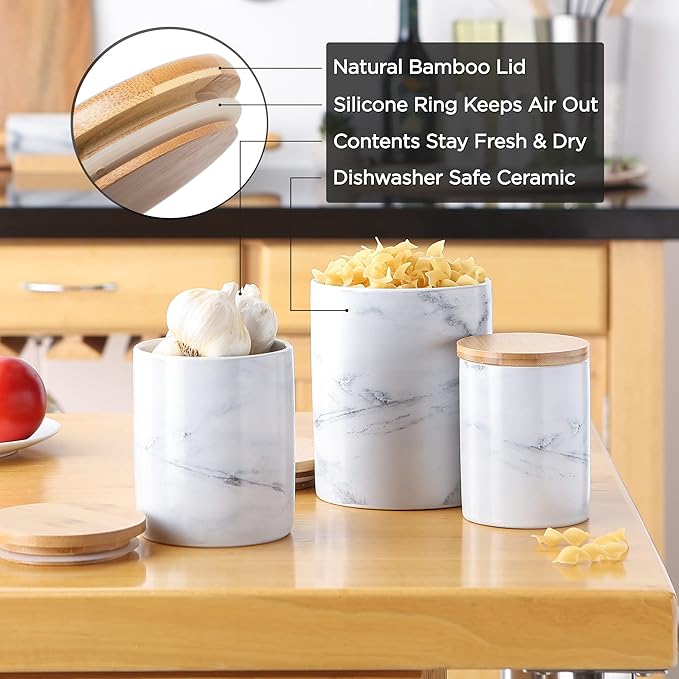 DII Kitchen Accessories Retro Collection, Ceramics, Canister Set, Aqua, 3 Piece