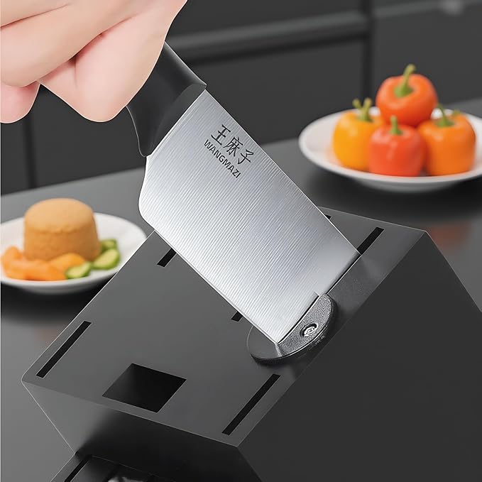 Newly Updated Chef Knife Set Sharp Blade Rivet Ergonomic Handle Knife Block Set Hundreds of Years of Masterful Craftmanship(Black,15PCS)