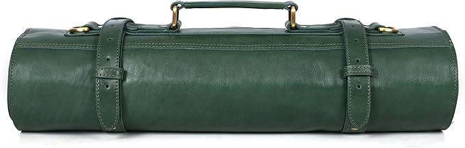 Leather Knife Roll Storage Bag, Elastic and Expandable 10 Pockets, Adjustable/Detachable Shoulder Strap, Travel-Friendly Chef Knife Case (Copper, Leather)
