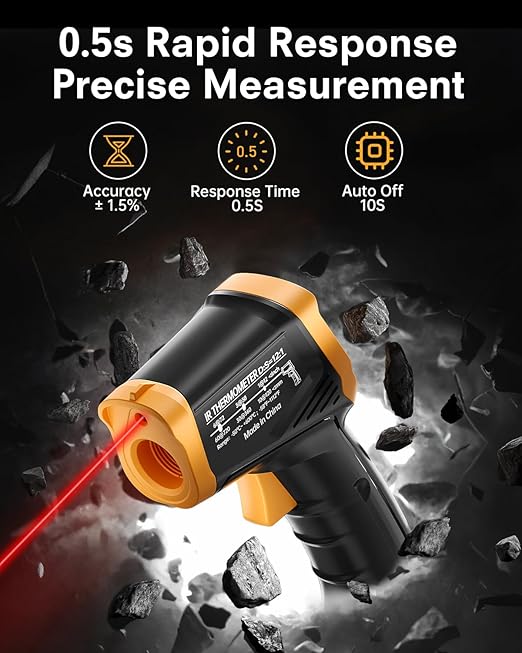 Eventek Infrared Thermometer Gun, Laser Thermometer Temperature Gun -58°F to 1112°F, IR Temp Gun for Cooking, Pizza Oven Accessories, Griddle, AC, Barbecue, Air Thermometer, Kitchen Cooking,Meat