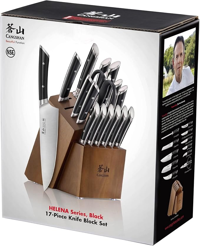 Cangshan HELENA Series German Steel Forged Knife Block Set (17-Piece, Black)