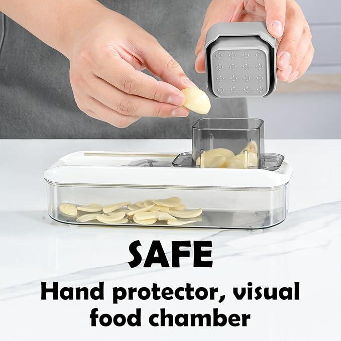 Mini Garlic Slicer Multi-Functional Mandoline Slicer Veggie Shredder Garlic Ginger Grinder Vegetable Mandoline Cutter with Container