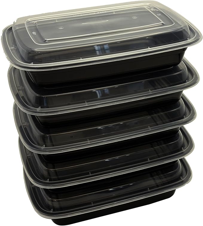 POPMISOLER 150 Pack Stackable Meal Prep Bowl Containers, 28oz Thick Food Storage Containers with Lids, Reusable Plastic,Disposable Bento Box,Stackable,Microwave/Freezer/Dishwasher Safe