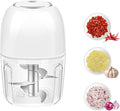 350ML Electric Garlic Chopper, Portable Mini Food Processor, USB Garlic Mincer Masher with 6 Stainless Steel Blade, Rechargeable Vegetable Chopper for Ginger, Chili, Meat, Spices