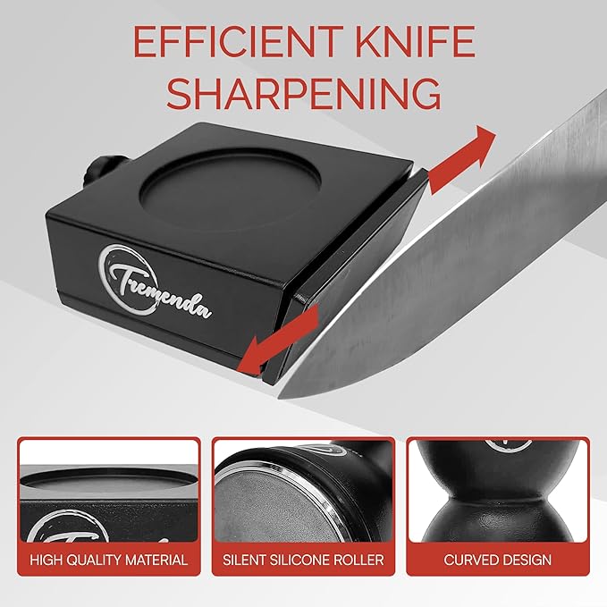 Tremenda Diamond Rolling Knife Sharpener Set – Manual Sharpening Tool with 4-Angle System – Portable Sharpener for Kitchen, Chef, and Pocket Knives