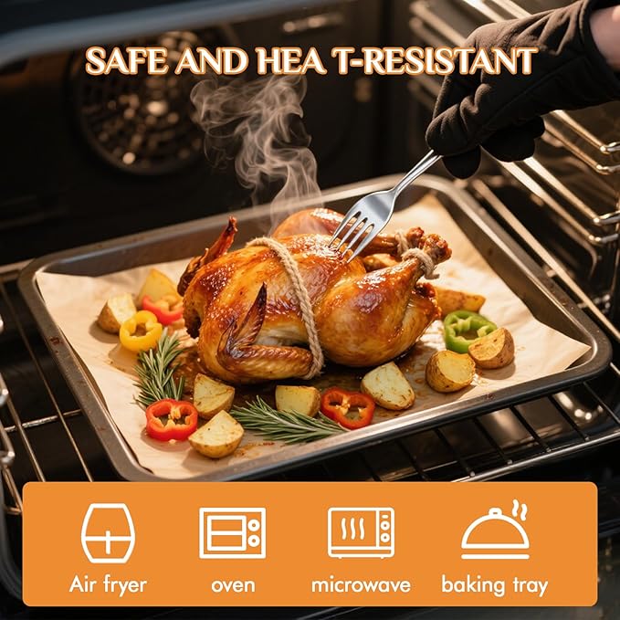 MUCHII 200 Pcs Parchment Paper Sheets, 12 x 16 Inch Precut Non-Stick Baking Parchment for Oven, Grilling, Steaming, Air Fryer, and Half Sheet Pans
