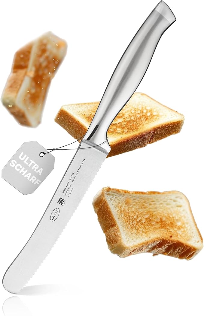 Rösle Basics Line Stainless Steel Serrated Breakfast and Snack Knife, 4.3-inch Blade