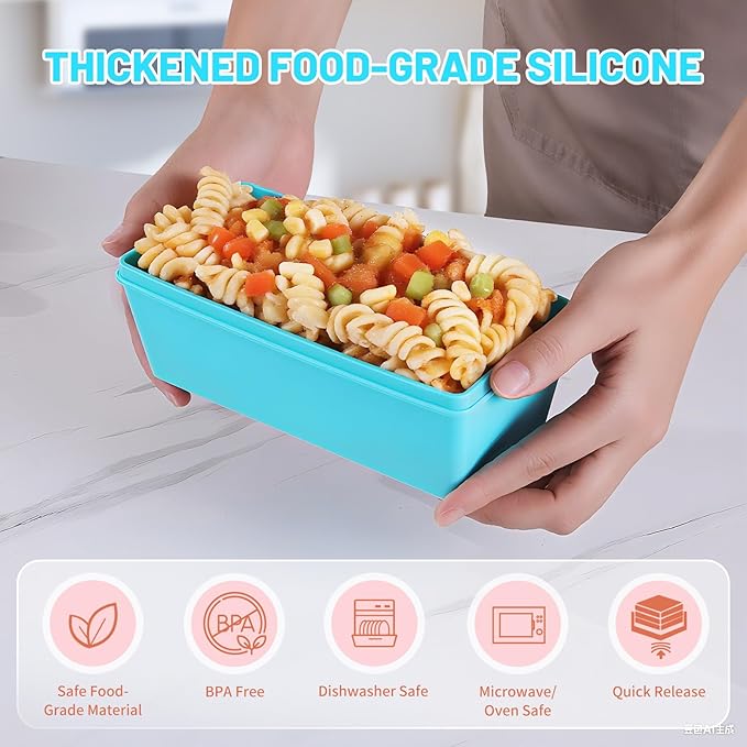 Gemice BPA-Free Silicone Freezer Molds with Base, Individual 6-Pack 1-Cup & 2-Cup Portion Soup Cubes Freezer Tray with Lids for Food Storage, Dishwasher Safe, Silicone Freezer Containers for Meal Prep