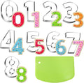 Mini Number Cookie Cutter Set with Dough Scraper&Chopper-8 Piece-1.6 Inch-Number 0-8-Birthday Cookie Cutter Shape for Baking-Stainless Steel Kitchen Utensil