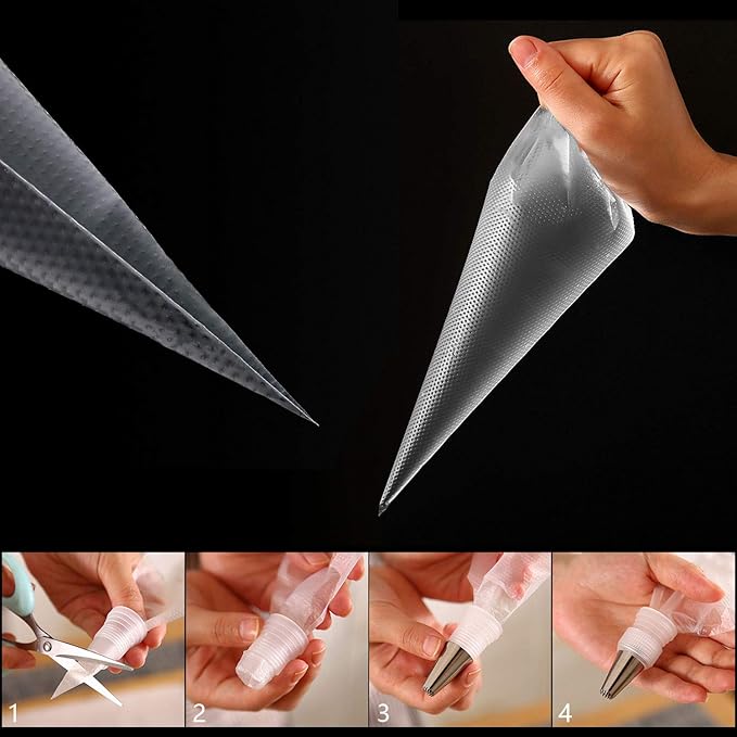200 Pack Piping Bags 12 Inch, Anti Burst Disposable Pastry Bags, Tipless Piping Bags Icing Bags Frosting Bags for Cake Cookie Decorating Supplies