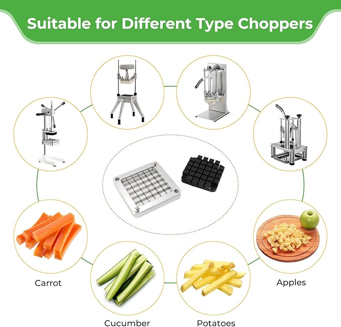 Replacement Chopper Blade Commercial Vegetable Chopper Dicer Stainless Steel Blade for Fruit Cutting Machine Tomato French Fries Cutter (1/2″ Blade)