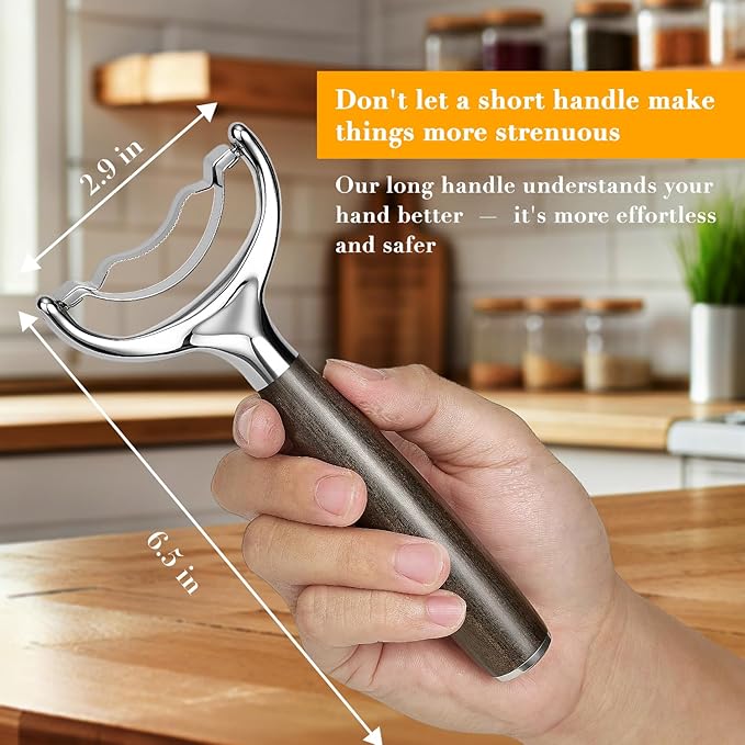 KULUNER Durable Stainless Steel Corn Peeler with Polished Wood Handle Corn on the Cob Stripper Kernel Remover Easy Use Corn Kernel Cutter Kitchen Gadget（Chacate Preto）
