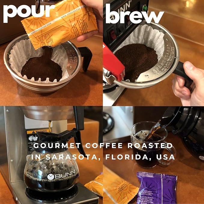Sarasota Coffee Ground Packets | Gourmet Flavored Medium Roast Bulk Packs | Snickerdoodle | Low Acid Mold Free Individual Single Pot Pouches for 12 Cup Coffee Maker | 2 Ounce Bags, 36 Count