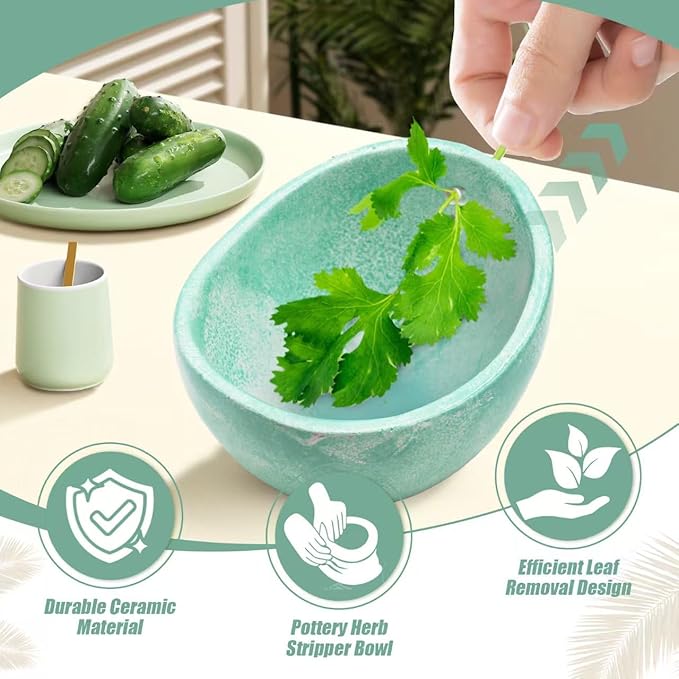 2025 New Handmade Ceramic Herb Stripper Bowl -Herb Stripper,Herb Stripping Bowl,Efficient Herb Peeling Cup for Salads & Cooking, Pottery Kitchen Tool for Meal Prep (1Pcs)