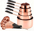 Measuring Cups and Spoons Set, Rose Gold Plated Stainless Steel 10 Piece for Cooking and Baking (5 Cups + 5 Spoons)