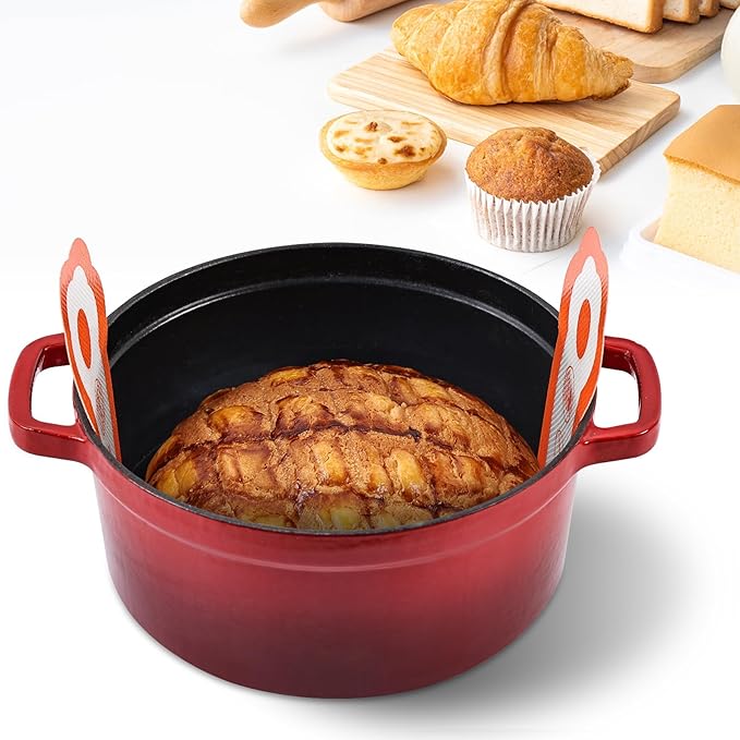 Cook's Aid 2 Pcs Silicone Bread Sling for Dutch Oven, Non-Stick Bread Baking Mat Set, Reusable Sourdough Bread Sling with Long Handles for Easier Transfer for Dough