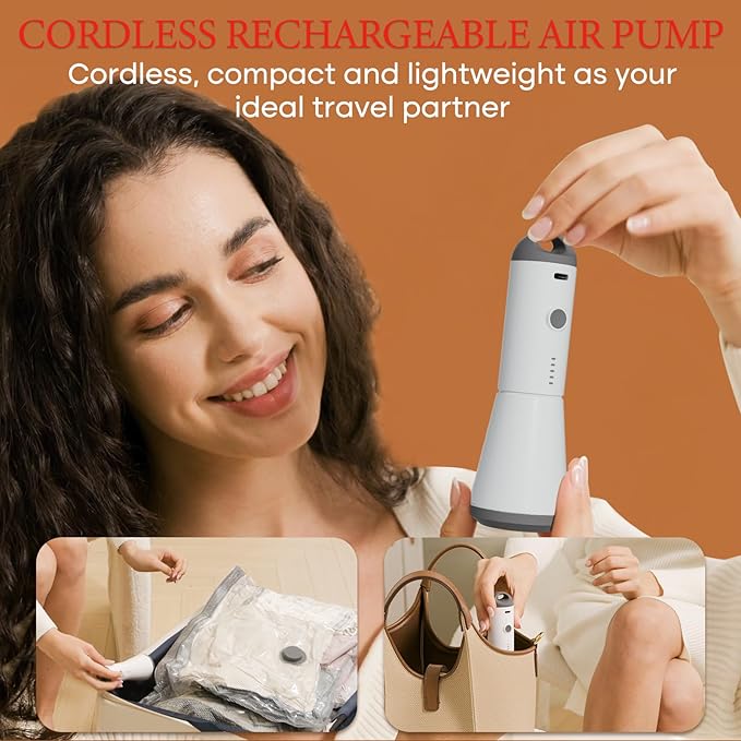 Vacuum Storage Bags for Clothing Travel, 10 Pack Vacuum Bags with Rechargeable Cordless Air Pump(2 Large+4 Medium+4 Small), Compression Packing for Clothes Blanket Suitcase Luggage