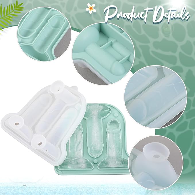 Hoolerry Ice Cube Molds Cube Trays Fun Shapes Silicone Ice Ball Maker with Lid for Whiskey Cocktails Juice Drinks Beverage Crafting Accessories White Elephant Gifting(Green,Classic Style)