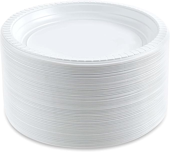 PLASTICPRO 6'' inch Round Plastic Plates Microwaveable, Disposable, White, Dinnerware 800 Count