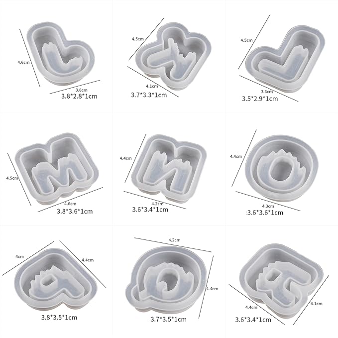 26 Pack Small Matte Letter Mold Set - Alphabet, Animal & Clay Molds for Resin Casting, Candle Making & Home Decor