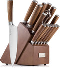 Natura Series 15 PCS Knife Block Set, Ultra Sharp High Carbon Stainless Steel with Wooden Handle