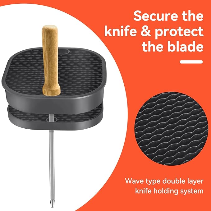 Fohil Knife Block without Knives, Universal Knife Block, Detachable Knife Holder, Space Saver Knife Storage Holder with Scissors Slot, Sharpening Bar Slot, Kitchen Knife Holder White