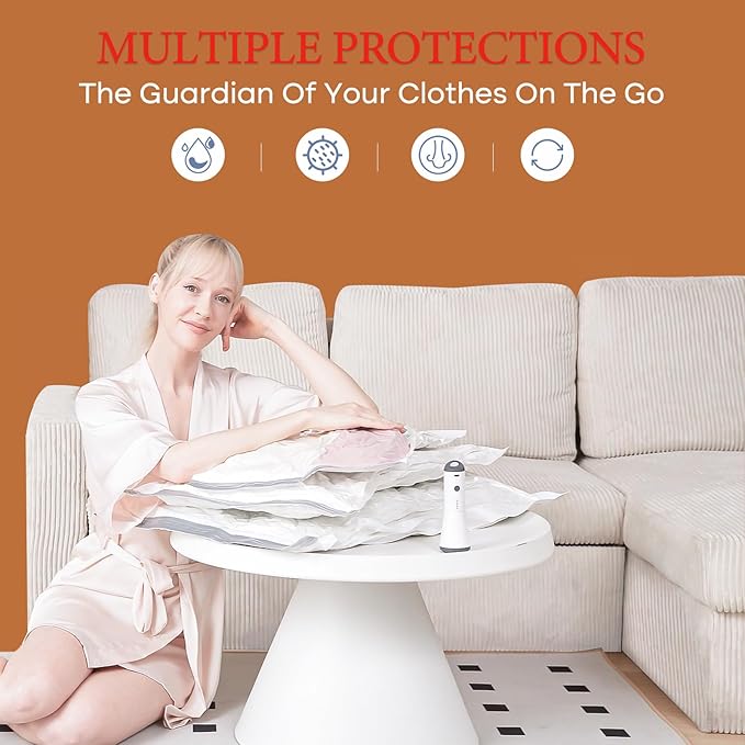 Vacuum Seal Bags for Clothing, 20 Pack Vacuum Storage Bags with Rechargeable Cordless Air Pump(5J+5L+5M+5S), Space Saver Bags for Clothes Blanket Duvets Pillows Comforters Travel