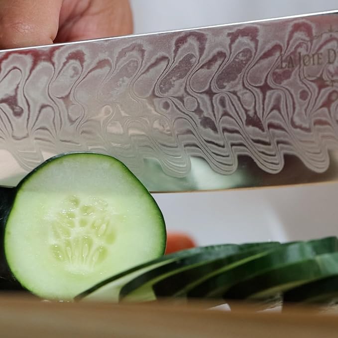 AUS-10 Damascus Chef Knife – 8 Inch Japanese Kitchen Knife, 67-Layer Steel, Ultra-Sharp Blade, Ergonomic Blue Resin Handle, Gift Box Included